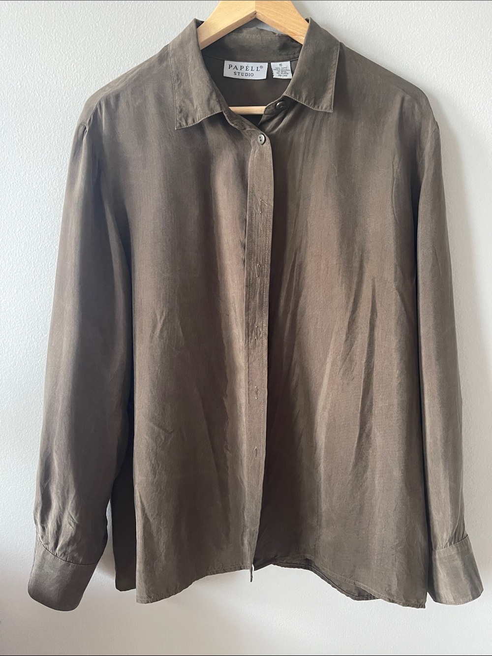 Papell Studio Olive Button-Down Blouse shirt